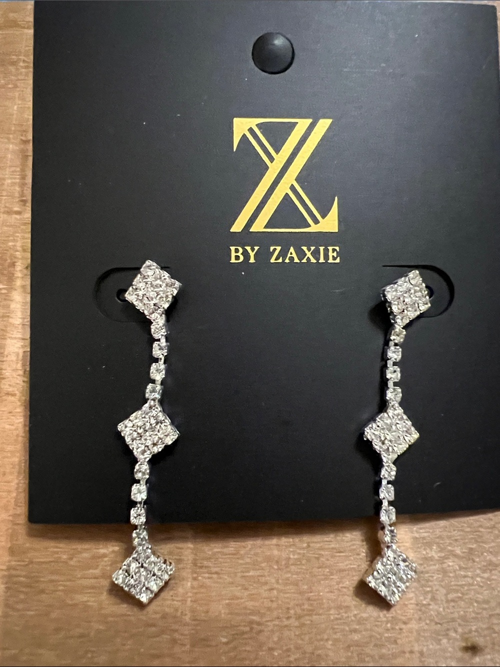 3/$18 Silver Crystal Drop Earrings - Silver Lot 124